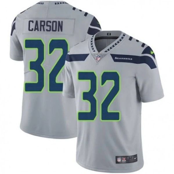 Men Seattle Seahawks #32 Chris Carson Nike Grey Vapor Limited NFL Jersey